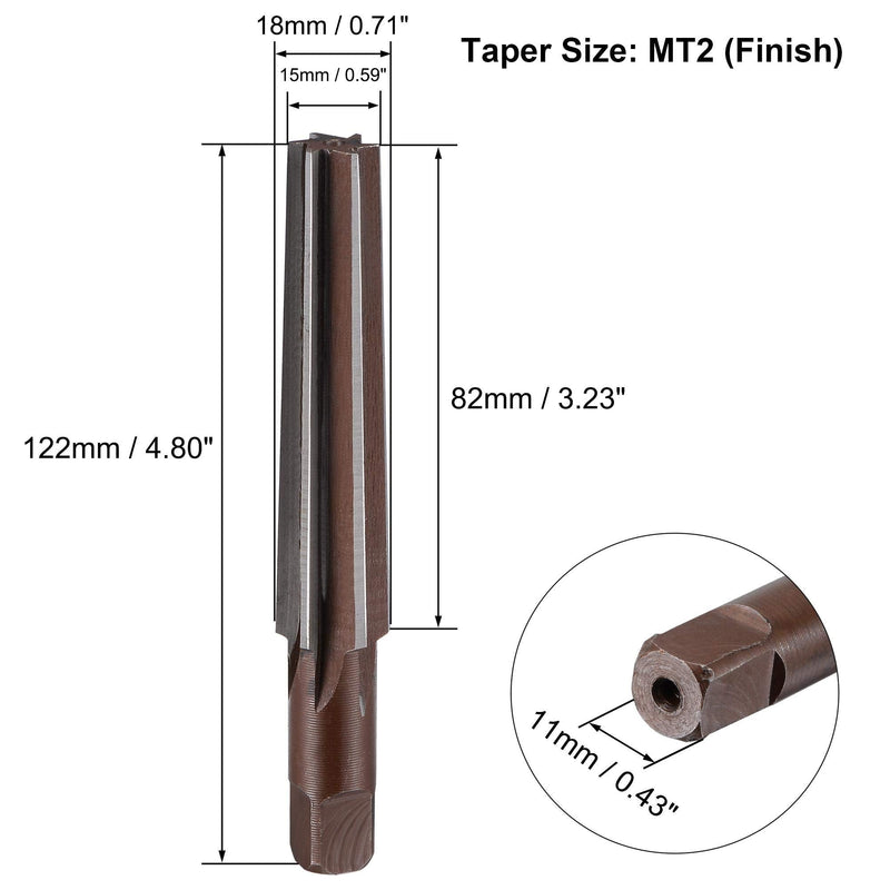 sourcing map MT2 Morse Taper Reamer H8 Accuracy Carbon Tool Steel 6 Flutes Straight Shank Hand Reamer Milling Tool