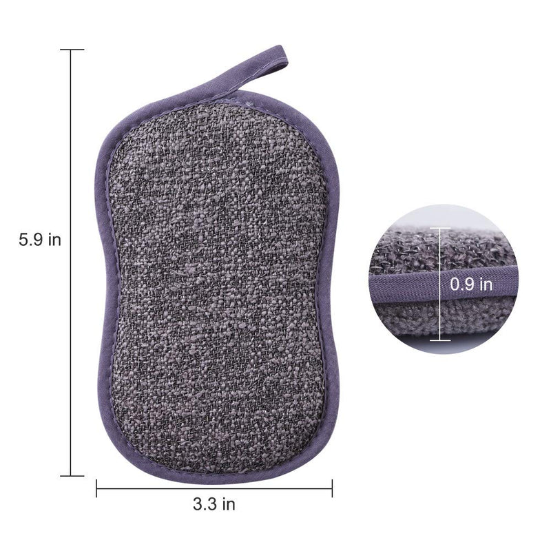 12 Pack Durable Scrub Scouring Sponge , Non-Scratch Microfiber Sponge Along with Heavy Duty Scouring Power , Effortless Cleaning of Dishes, Pots and Pans All at Once (Six Colors)