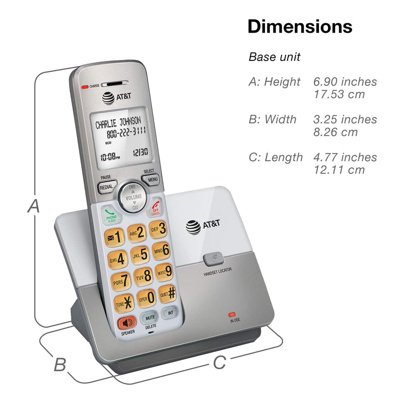 AT&T EL51203 DECT 6.0 Phone with Caller ID/Call Waiting, 2 Cordless Handsets, Silver 2 Handsets