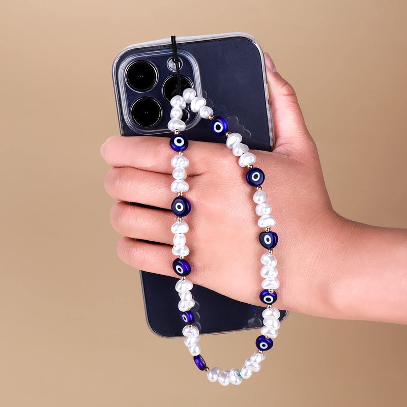 TIESOME Beaded Phone Charm, Evil Eye Beaded Lanyard Wrist Strap Face Beaded Phone Charm Handmade Phone Chain Strap Keychain for Men Women Girls Cell Phone String Strap (Set A) Set A