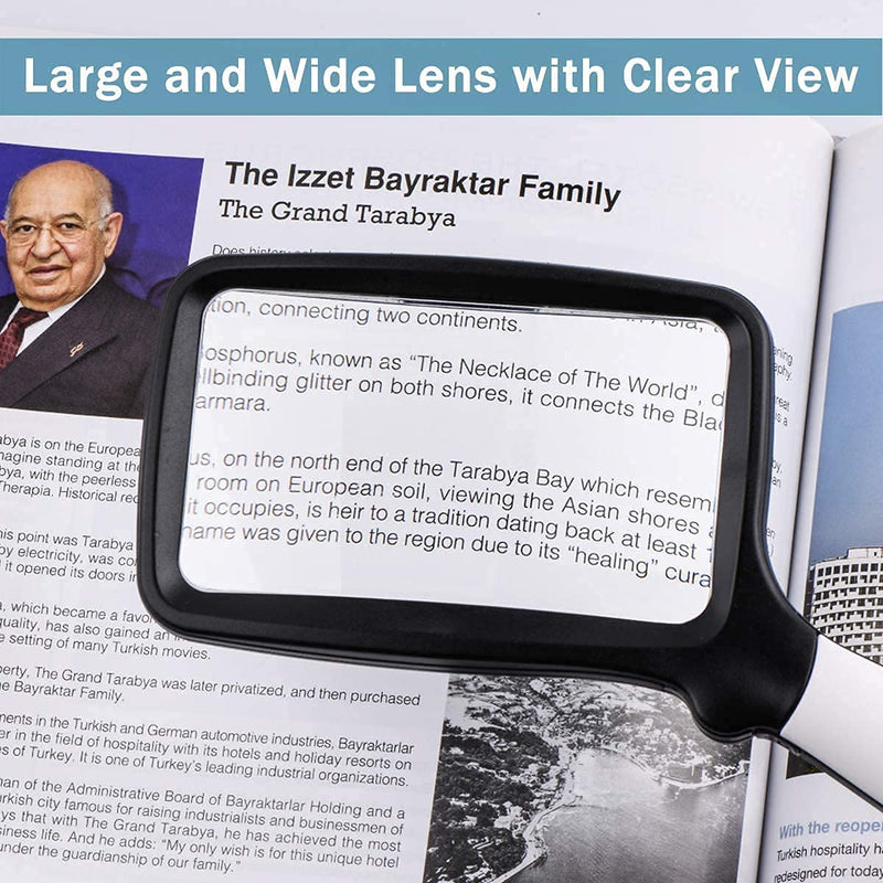 VOCA Magnifying Glass with Light, 3X Foldable Large Rectangle Reading Magnifier with Dimmable LED Light for Seniors, Newspaper, Books, Small Print, Lighted Gift for Low Visions