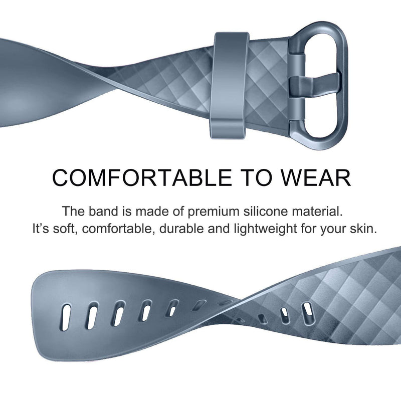 Pack 3 Silicone Bands for Fitbit Charge 4 / Fitbit Charge 3 / Charge 3 SE Replacement Wristbands for Women Men Small Large(Without Tracker) (Small: for 5.5"-7.1" Wrists, Black+Navy Blue+Slate Grey) Small: for 5.5"-7.1"wrists