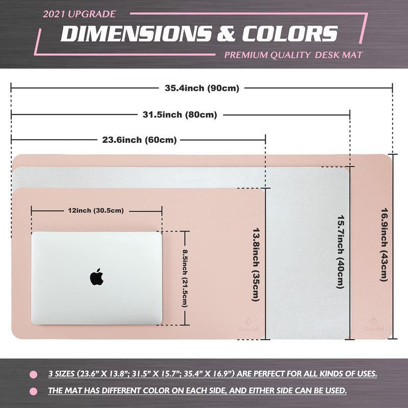 Knodel Desk Mat, Office Desk Pad, Waterproof Desk Mat for Desktop, Leather Desk Pad for Keyboard and Mouse, Desk Pad Protector for Office and Home (31.5" x 15.7", Pink) 31.5" x 15.7"