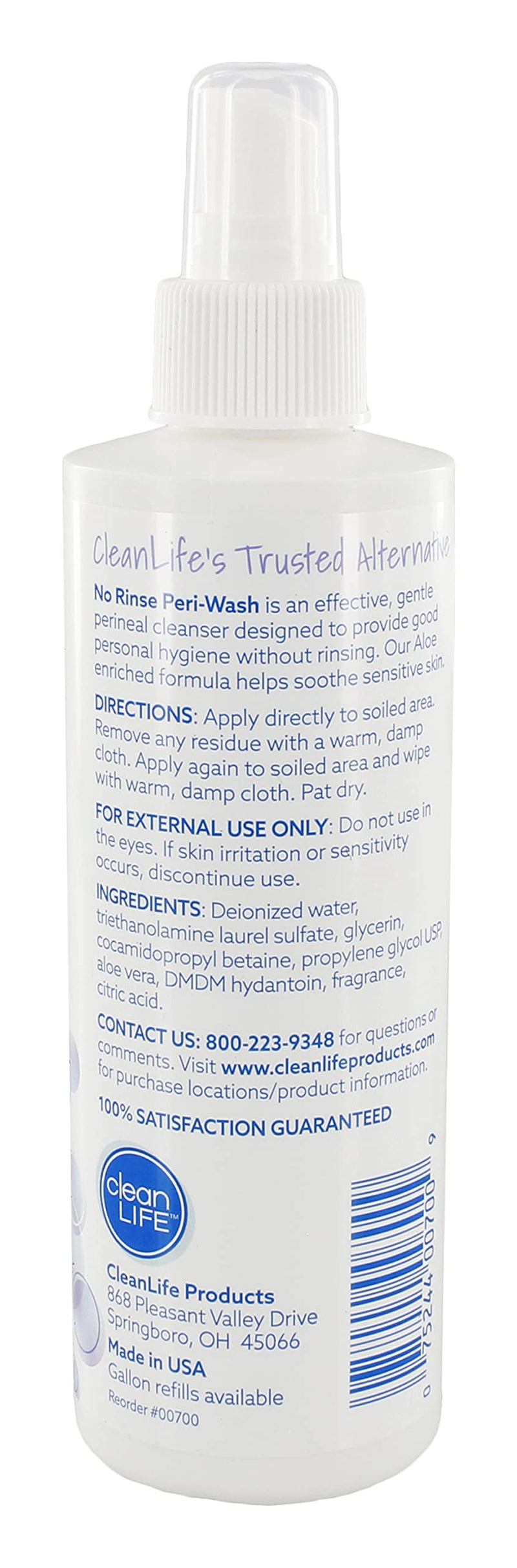 No-Rinse Peri-Wash, 8 fl oz - Soothing, Protecting Perineal Cleanser