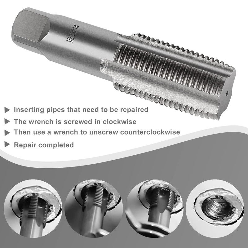 Pipe Tap - 1/2" Male Thread Machine Tap - DEANKEJI Silver Carbon Steel Tap - for repairing pipe thread connections 1/2 in