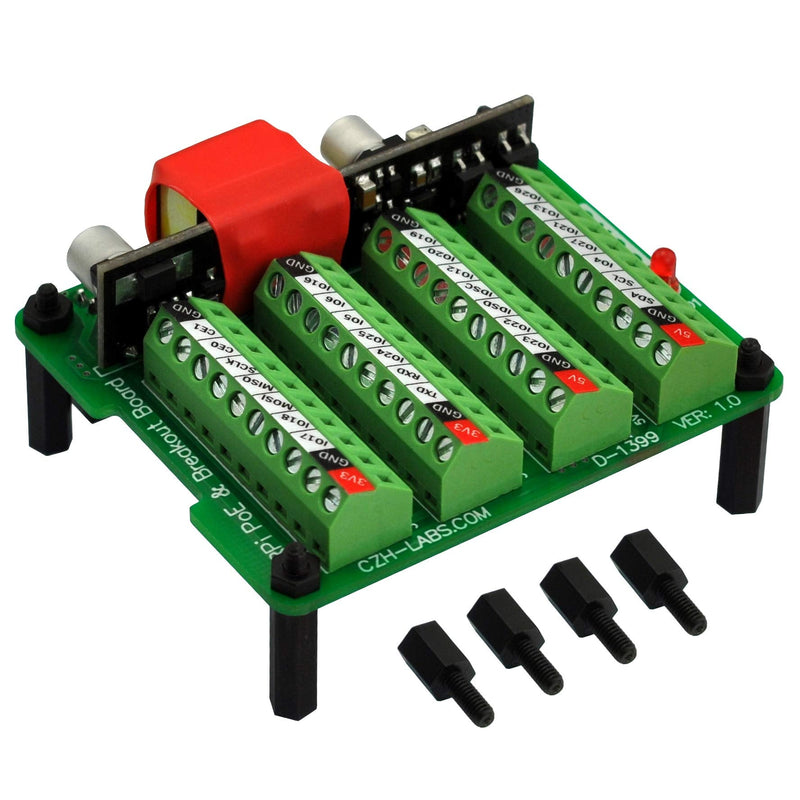 RPi PoE & Terminal Block GPIO Breakout Board Module for Raspberry Pi