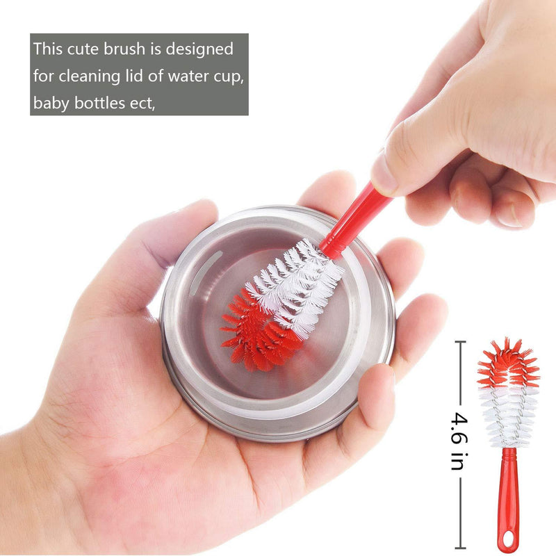 ALINK 5-Pack Red Bottle Brush Cleaner Set - Long Large Cleaing Brush for Narrow Neck Wine/Beer Bottles, Hydro Flask, Thermos, Hummingbird Feeder, S’Well, Water Bottles, Spout/Lid Brush, Straw Brush