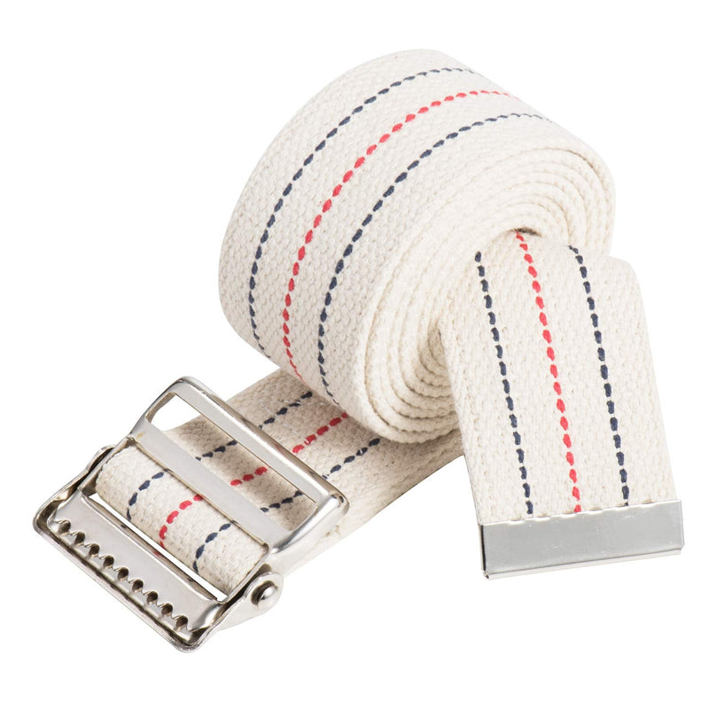 COW&COW Transfer and Gait Belt 60inch - Transfer Walking and Standing Assist Aid For Caregiver Nurse Therapist 2 inches- with Metal Buckle(Beige) Beige With Stripes 60 Inch (Pack of 1)