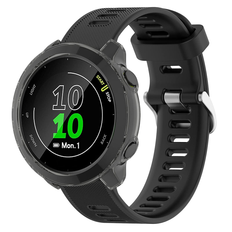 MOTONG for Garmin Forerunner 55 Transparent TPU Protective Case - TPU Protective Case Cover Shell for Garmin Forerunner 55(TPU Black)