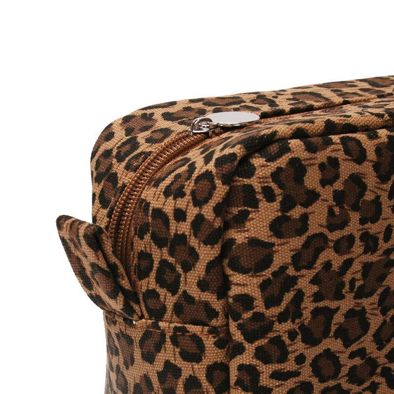 Leopard Cosmetic Bags Large Brown Cheetah Canvas Make Up Bag Purse Lightweight Versatile Travel Toiletry Purse Accessories Organizer Gifts for Women Men Leopard