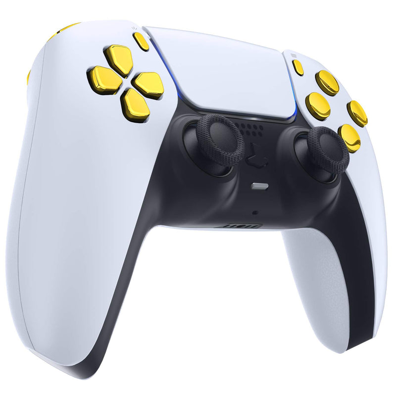 eXtremeRate Replacement D-pad R1 L1 R2 L2 Triggers Share Options Face Buttons for PS5 Controller, Chrome Gold Full Set Buttons Repair Kits for Playstation 5 Controller - Controller NOT Included