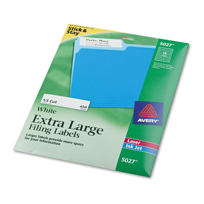 Avery 5027 Extra Large Filing Labels, 15/16-Inch x3-7/16-Inch, 450/PK, White