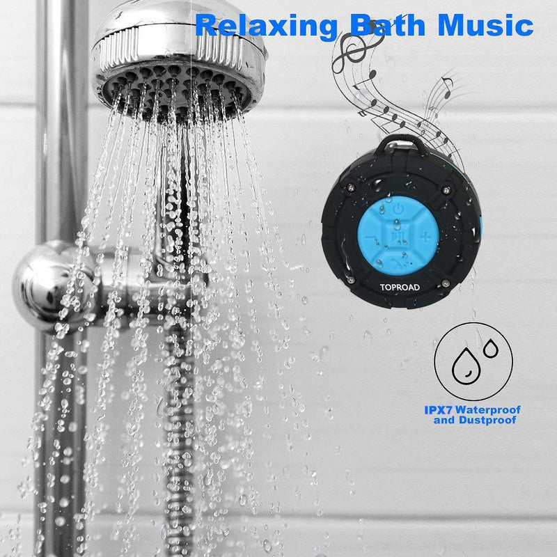 [Updated Version] Portable Shower Speaker,TOPROAD IPX7 Waterproof Wireless Outdoor Speaker with HD Sound,2 Suction Cups,Built-in Mic,Hands-Free Speakerphone for Bathroom, Pool, Beach, Hiking, Bicycle