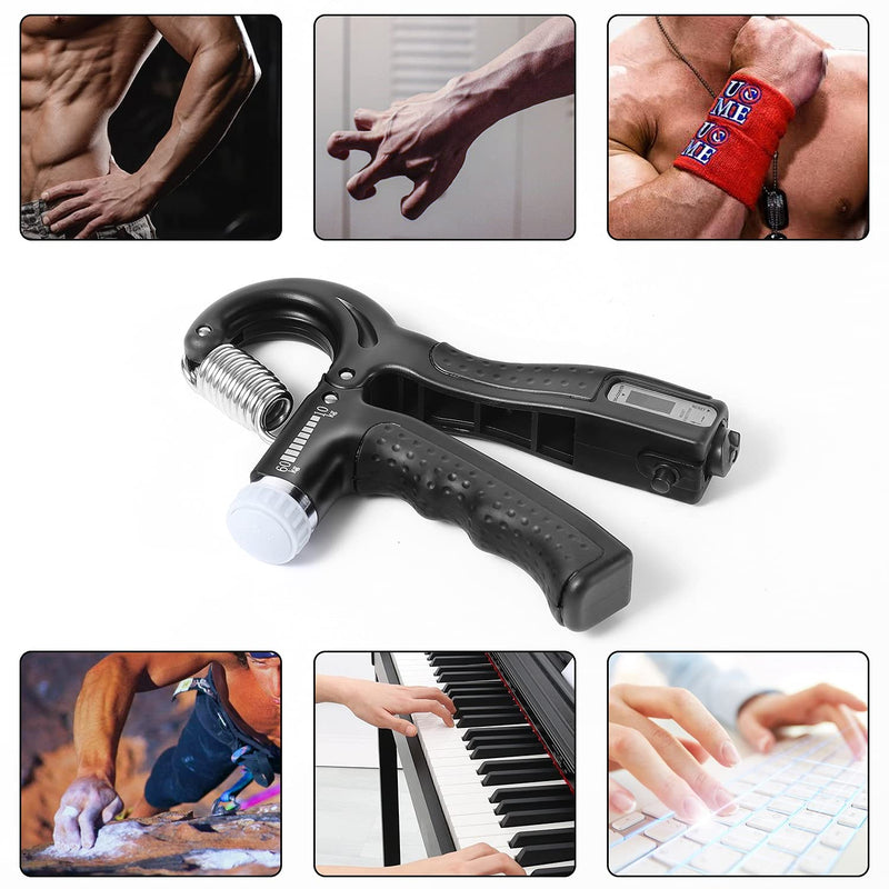 Counting grip fitness, grip training device (adjustable), grip device, forearm training device, finger strengthener (11 to 130 pounds), wrist and forearm grip training-home gym exercise equipment