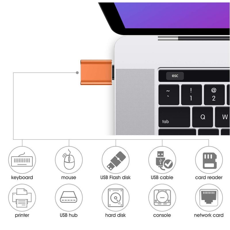 USB C to USB Adapter [2-Pack], Thunderbolt 3 to USB 3.0 OTG Adapter Compatible MacBook Pro,Chromebook,Pixelbook,Microsoft Surface Go,Galaxy S8 S9 S10 Plus,Note 8 9,Pixel 2 3(Orange) Orange