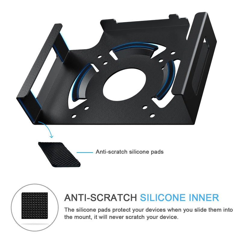 IFCASE Mac Mini M2 Mount, Heat Dissipation Design Anti-Scratch Behind Monitor, Under Desk, Wall Mount Stand for Mac Mini 2011 to 2023 M2 Pro, Compatible with VESA Hole (Black) Black