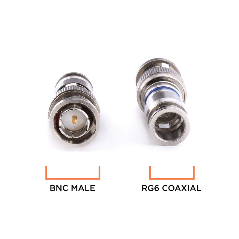 BNC Compression Connector for RG6 Coaxial Cable - Pack of 10 - Solid Construction with High Grade Metals - Male BNC Connectors for CCTV, SDI, HD-SDI, Siamese, Security Camera 10 Pack Silver, RG6