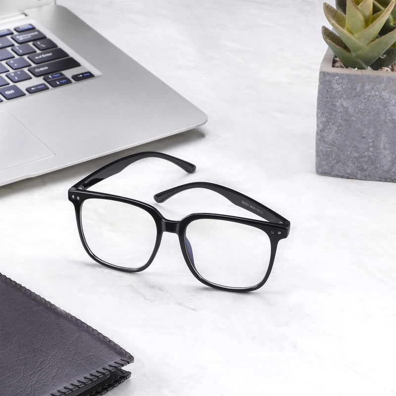 Oversized Blue Light Blocking Glasses for Women Reading Computer Gaming Protection Eye(Bright Black) Bright black