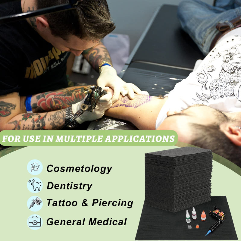 Black Dental Bibs - TONBAO Pack of 50 Disposable Waterproof Tattoo Bibs 45.5 x 33 cm Premium Tattoo Tablecloth Clean Pad Tattoo Supplies… One Size Fits All