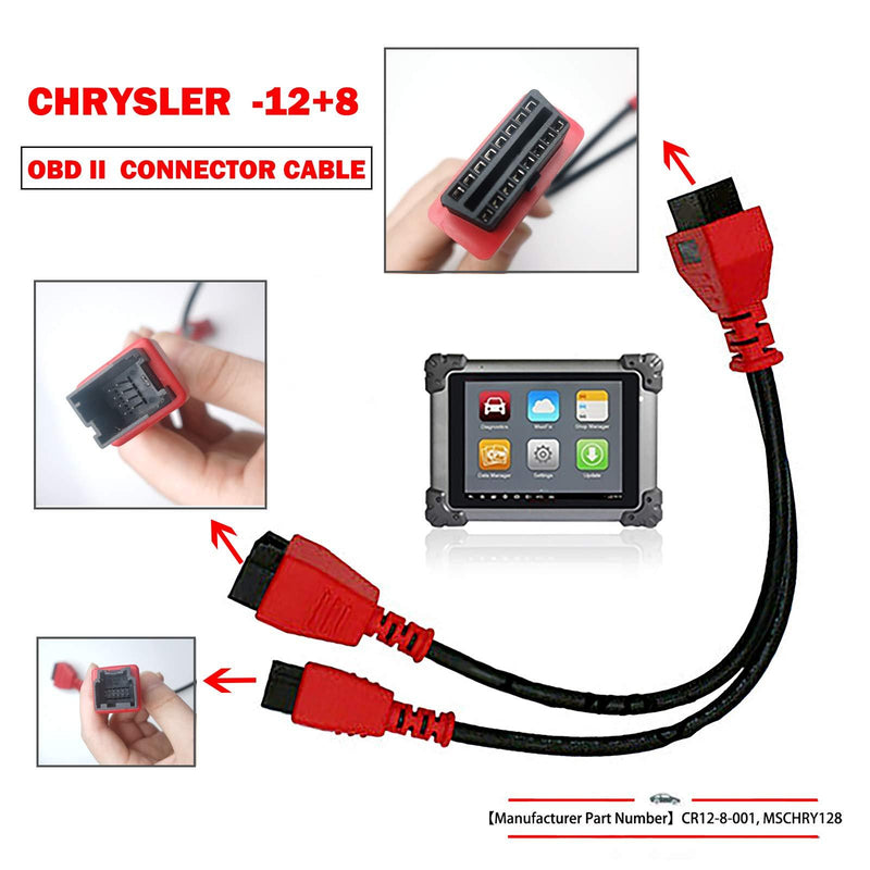 LucaSng Cable Adaptor for Chrysler 12+8 OBDII Programming Diagnostics Cable Connector Fit for Autel DS808 Maxisys MS905 906 908 PRO Elite Autel