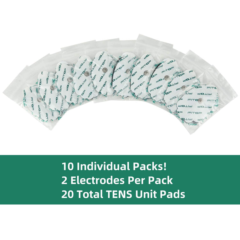 FITOP TENS Pads EMS Unit Snap Electrode 20 Pcs with Super Gel