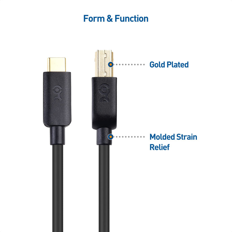 Cable Matters USB C to USB B 3.0 Cable 6.6 ft (USB C to USB Type B 3.0, 3.0 USB B to USB C) in Black
