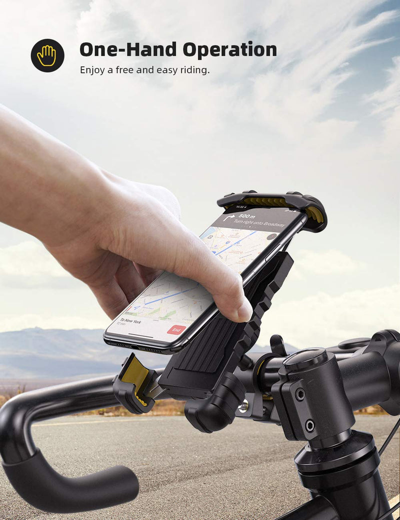 Lamicall Bike Phone Holder, Motorcycle Phone Mount - Adjustable Scooter Phone Holder for iPhone 12 Mini, 12 Pro Max, 11 Pro Max Xs XR 8 X 8P 7 7P 6S, Samsung S10 S9 S8, Huawei, All 4.7-6.8 Devices Yellow-1