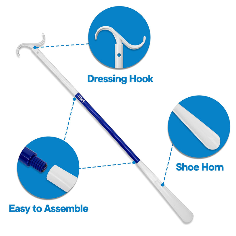 RMS 35.5 Inch Extra Long Shoe Horn Dressing Stick Aid Helper with Travel Bag