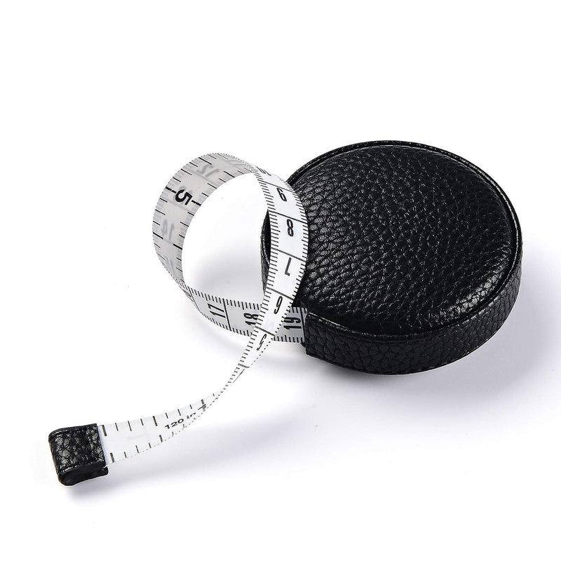 3m/120" Tape Measure Body Measuring Tape for Body Cloth Tape Measure for Sewing Fabric Tailors Medical Measurements Tape Dual Sided Leather Tape Measure Retractable (Black, 1 Pack)