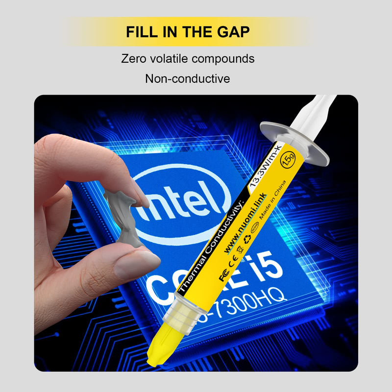 Thermal Paste, JLJ 1.5 Grams CPU Paste Thermal Compound Paste Heatsink for IC/Processor/CPU/All Coolers, Carbon Based High Performance, Thermal Interface Material, CPU Thermal Paste 1.5g