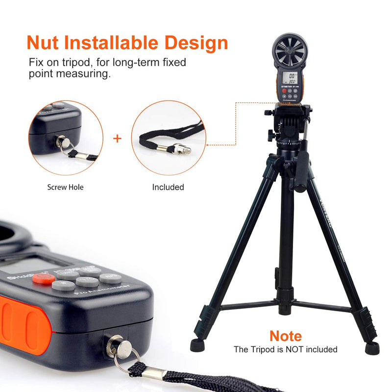 BTMETER BT-100 Handheld Anemometer, Digital Wind Speed CFM Meter Gauge Air Flow Velocity Tester for HVAC Shooting Drone, Wind Chill, 14℉-113℉ Wind Temperature BT-100 Anemometer