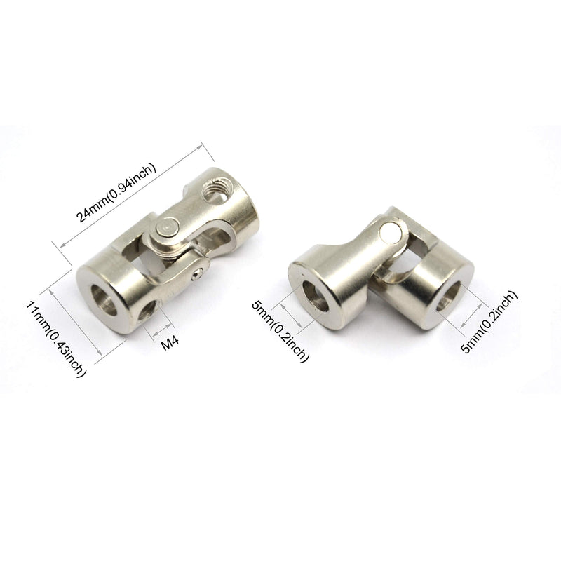 Befenybay 4 Pcs 5mm to 5mm Universal Joint Shaft Coupling with Screws for Motor 5-5mm Silver