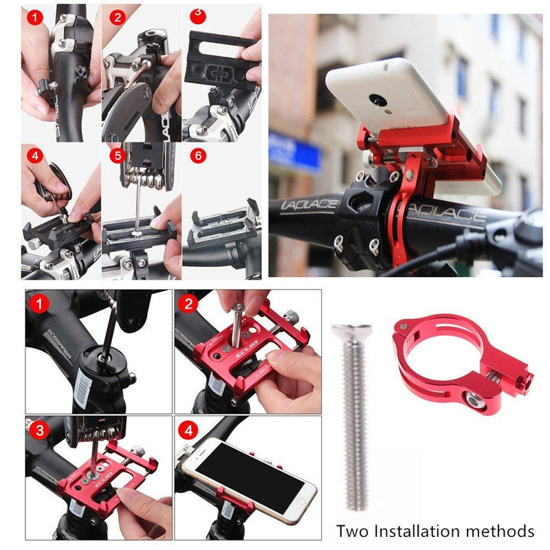 GUB Mountian Bike Phone Mount - Aluminum Alloy Universal Adjustable Bike Mount Cell Phone GPS Mount Holder Rotating Cradle Clamp for Bike Motorbike,iPhone Samsung Android All Smartphones (RED) RED