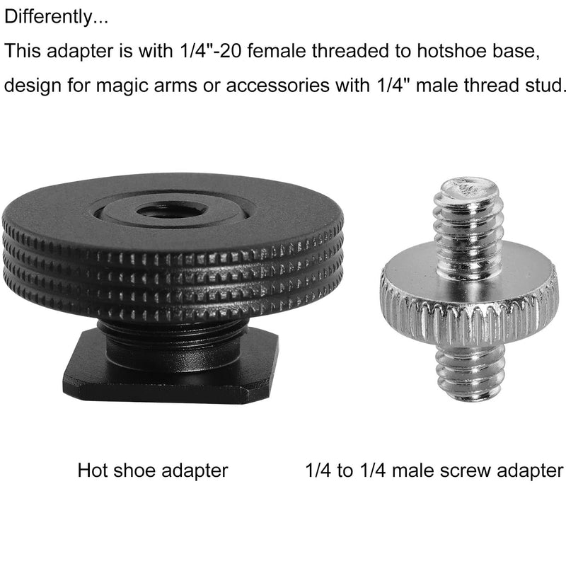 1/4" Female Thread to Hot Shoe Adapter LUORNG 2PCS Hot Shoe Mount Adapter with 1/4 to 1/4 inch Male Screw for Magic Arm, Video Light,Monitor