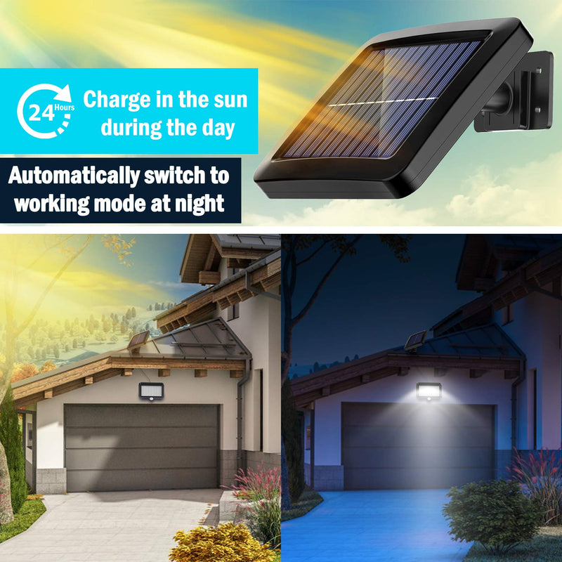 MPJ Solar Light Outdoor,56 LED Solar Light Outside with Motion Detector, IP65 Waterproof, 120° Lighting Angle, Solar Wall Light for Garden with 16.5ft Cable
