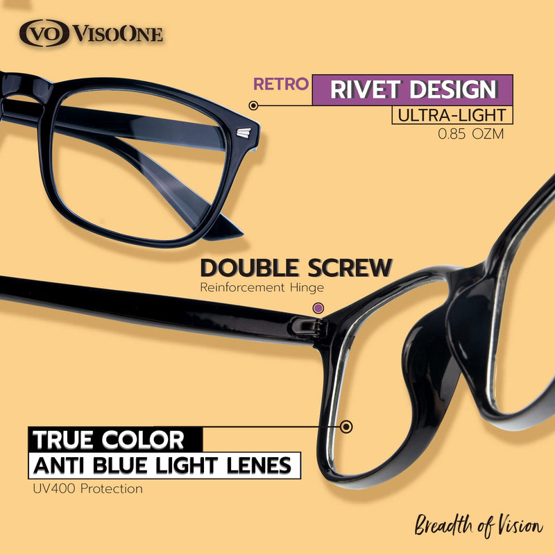 Blue Light Blocking Glasses Square with Anti Computer Glare for Gaming Reading Women and Men Black