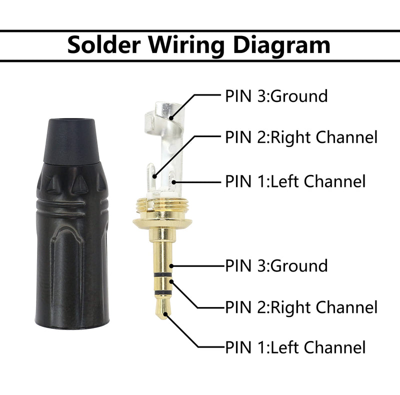 YACSEJAO 3.5mm Stereo Plugs,1/8" Solder Type DIY Audio Cable Connector,Heavy Duty 3.5mm Replacement Repair Plug Jack TRS 3 Pole Stereo Male Plug