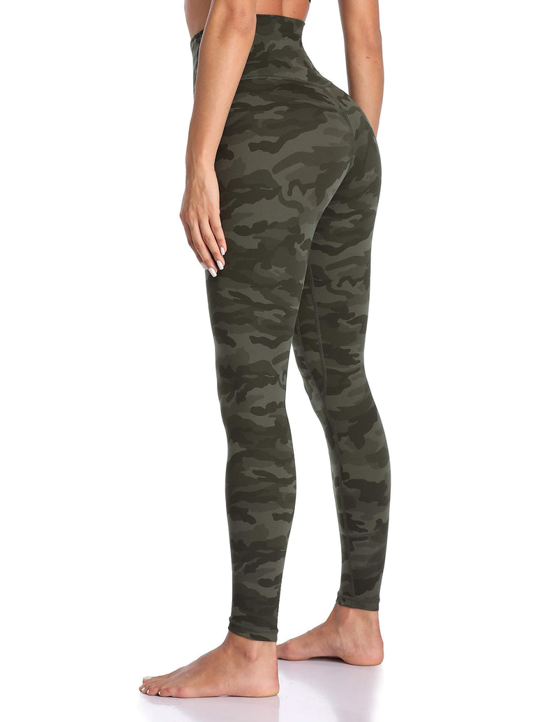 Colorfulkoala Women's High Waisted Pattern Leggings Full-length Yoga Pants Army Green Camo X-Small