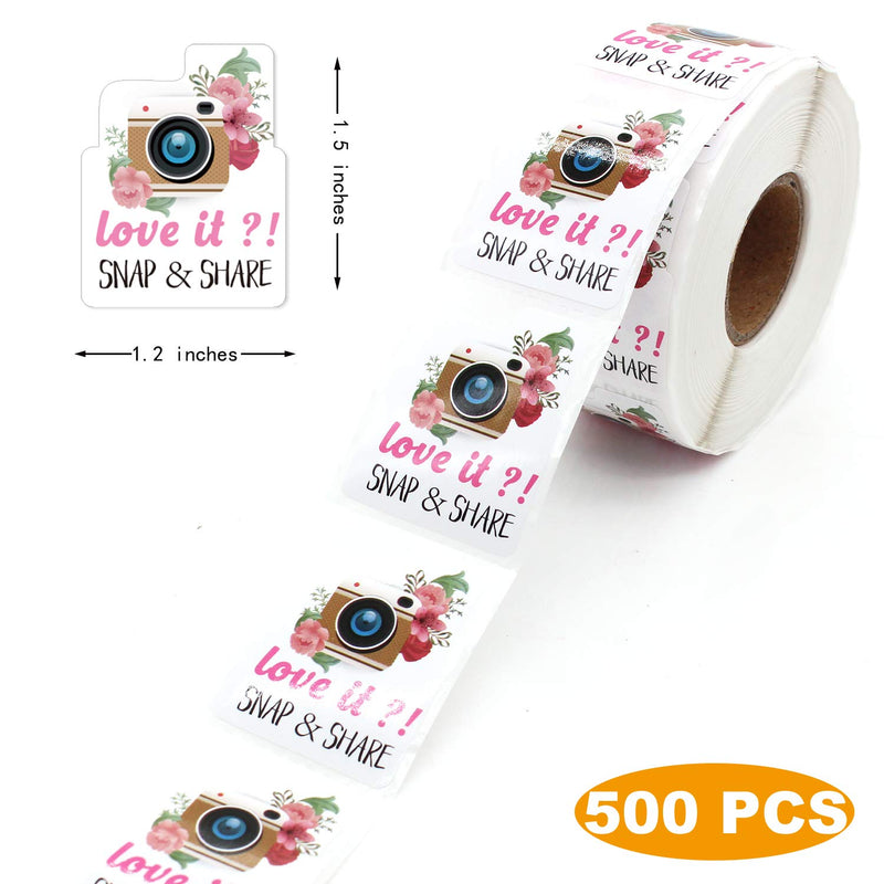 Muminglong 1.5 Inch Camera Retro Flower Stickers, Small Small Shop Stickers, Thank You Sticker,Small Business, Packaging Sticker, 500 PCS