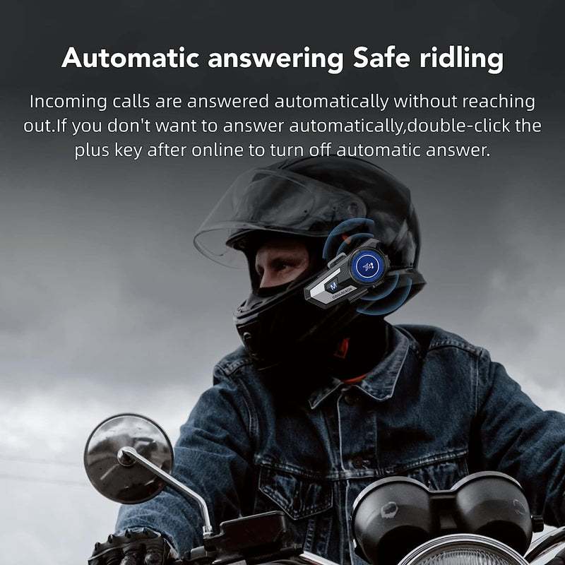 Khptop Motorcycle Helmet Bluetooth Headset,Sking Earphone,CVC Noise Cancellation Stereo Music Automatic answering,90 Hours Playing time High Sound Ultra-Thin Headset Black