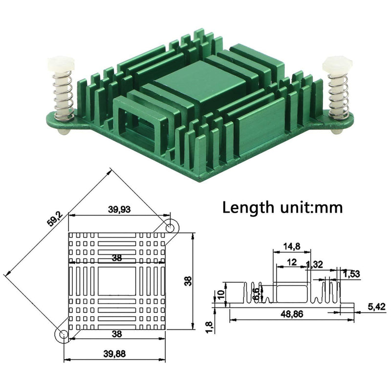Unxuey 6Pcs Aluminum Heat Sink Computer PC North Bridge South Bridge Radiator Cooling Fin with Fixing Hole for IC Chipset Module Cooler Green