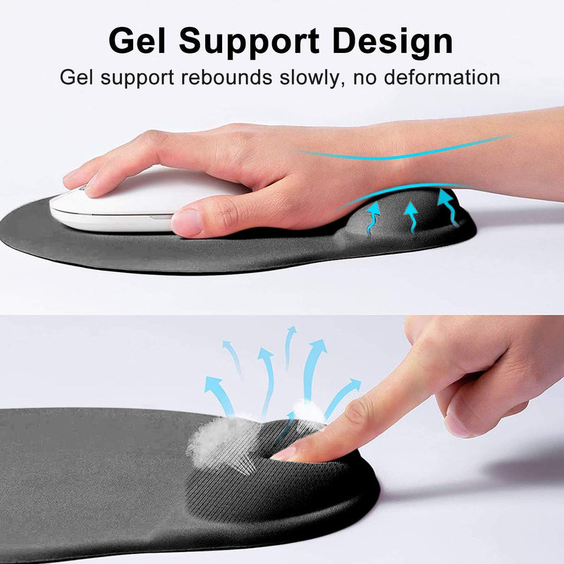 Petis Mouse Pad with Wrist Support, Ergonomic Mouse Pad with Wrist Rest, Gel Mouse Pad with Wrist Support, Wrist Pain Relief Mouse Pad for Computer/Laptop/Game, Black