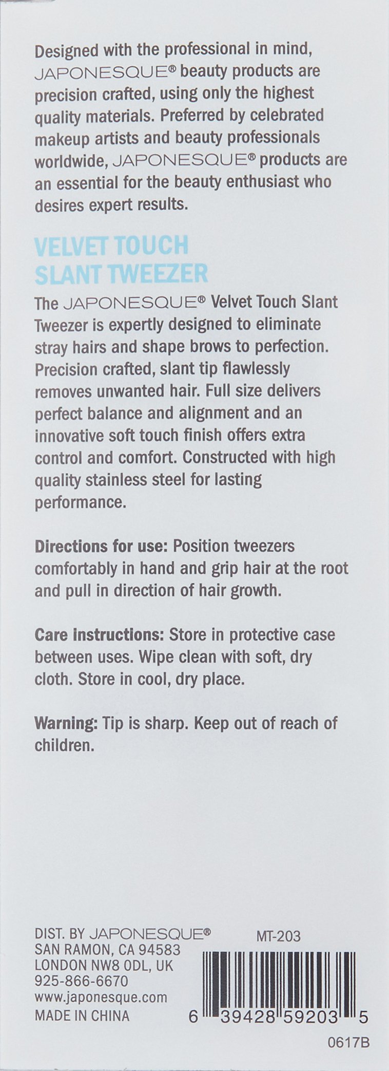 JAPONESQUE Velvet Touch Slant Tweezer
