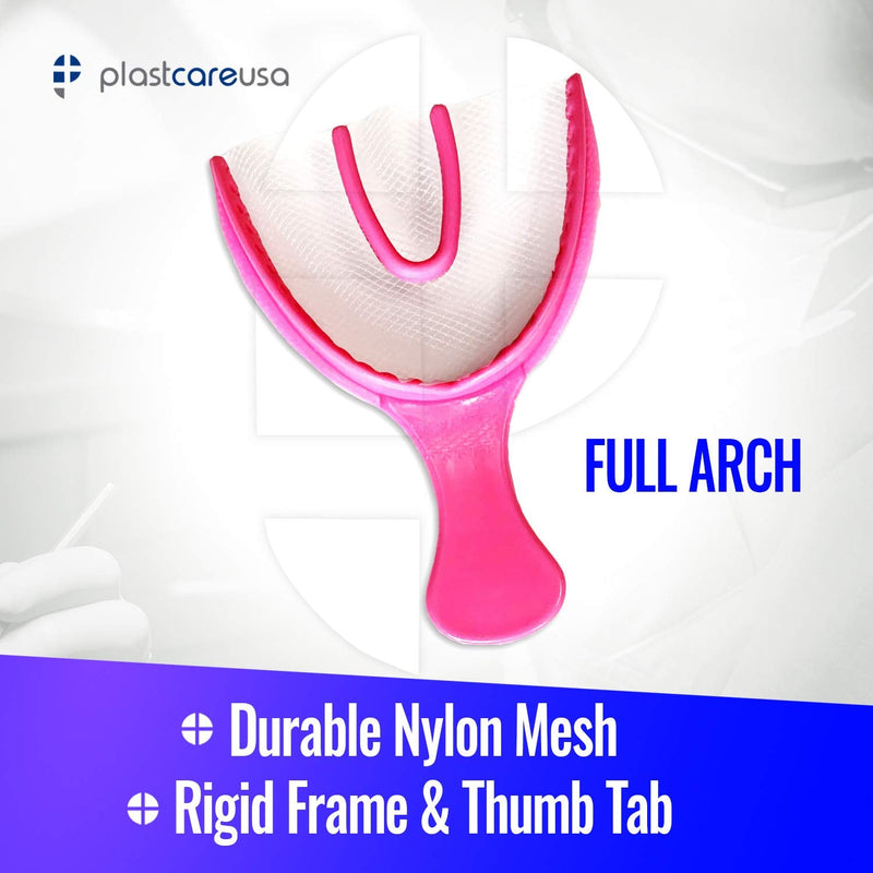 30 Full Arch Pink Disposable Dental Bite Registration Trays, Dental Tools for Impressions, Mouth Trays for Teeth Molds, 1 Box of 30 Bite Trays