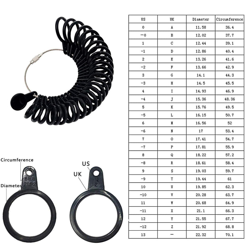 NIUPIKA Ring Sizer Set Finger Size Gauge Measure Tool Jewelry Sizing Tools Rings Size 1-13 with Half Size 27 Pieces