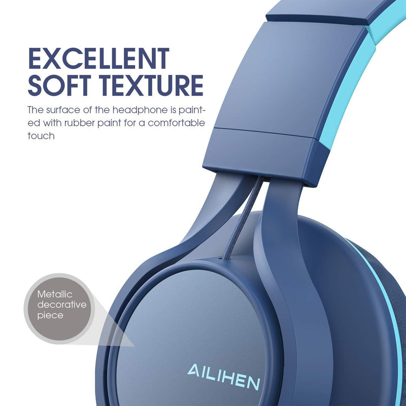 AILIHEN C8 (Upgraded) Headphones with Microphone and Volume Control Folding Lightweight Headset for Cellphones Tablets Smartphones Chromebook Laptop Computer PC Mp3/4 (Indigo) Indigo