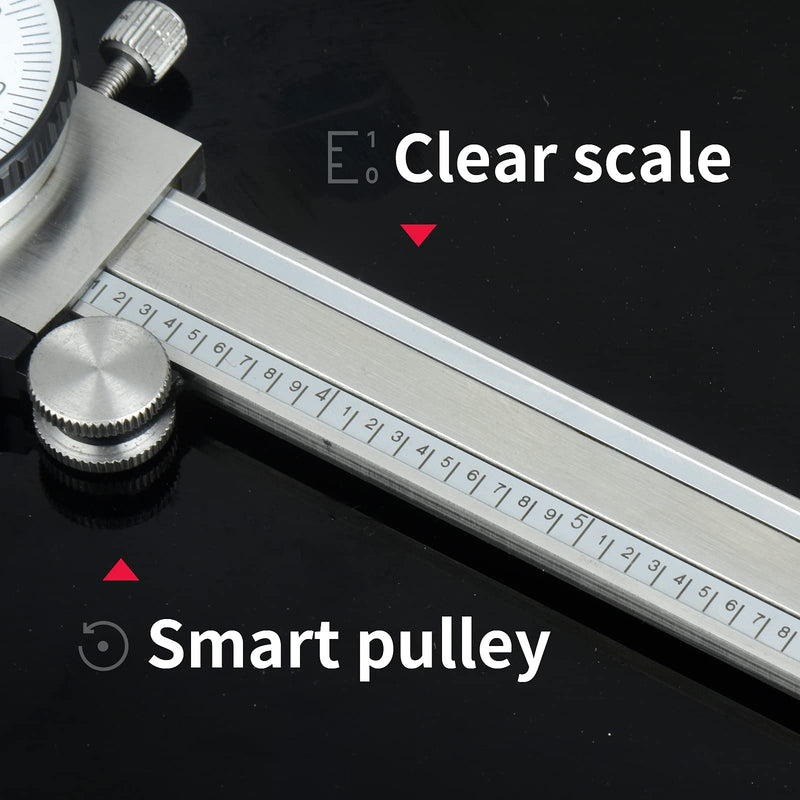 Precision Dial Caliper 8-inch inch Caliper with Watch 0.001" Precision Dial Caliper 0-8 Inch Double Shock Proof Stainless Steel Body Measuring Tool(8 inch) 8 inch