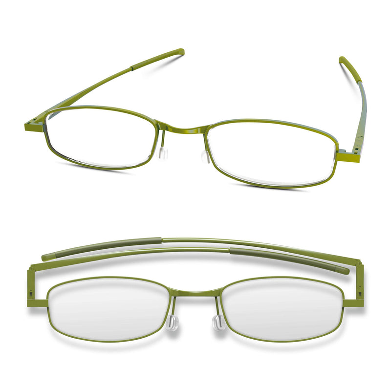 IF Compact Lenses Readers Slim Flat-Folding Unisex Reading Glasses - Olive
