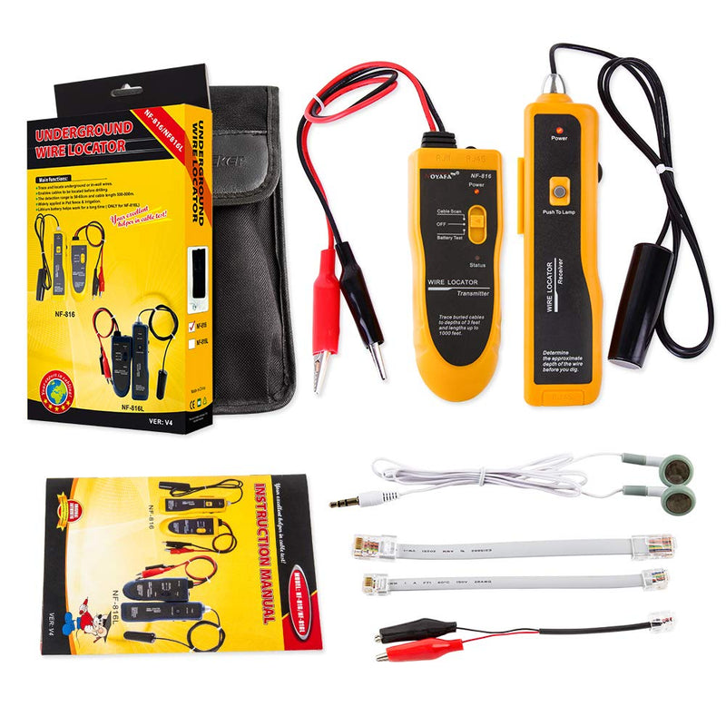 NOYAFA D3IN0580-B Underground Cable Wire Locator, Easily Locate Pet Fence Wires, Metal Pipes, Electrical Wires, Telephone Wire, Coax Cable