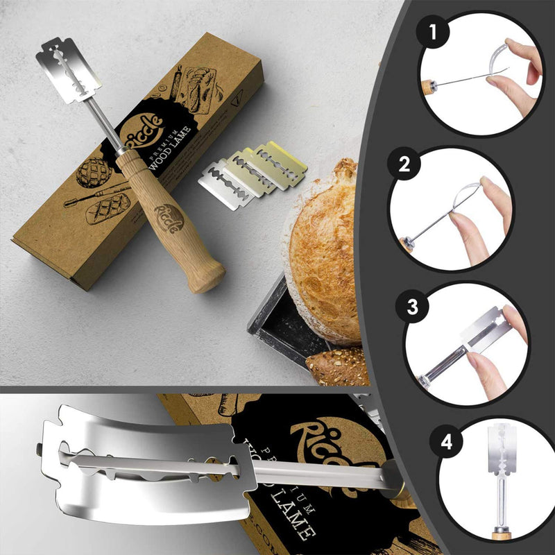 Riccle Bread Lame Slashing Tool, Dough Scoring Knife with 10 Razor Blades and Storage Cover